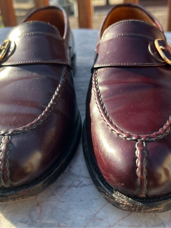 Allen Edmonds Rawlins; Single Monk Strap Gold Buckle Loafers Size 11.5D Burgundy main image 4